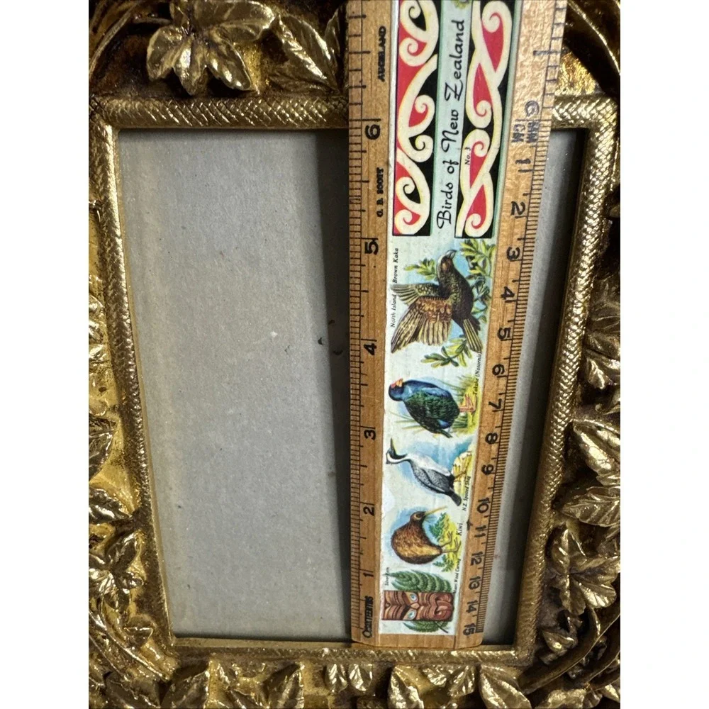 VTG‎ Gold Ornate Cherub Resin Picture Frame 4.25 X 6.25